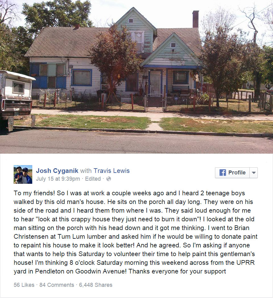 Фейсбук помог старику с обшарпанным домом