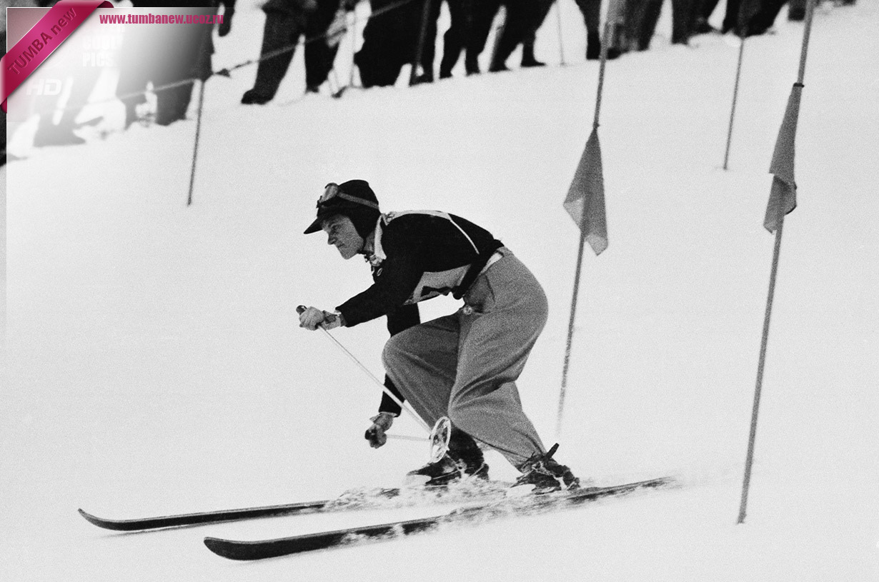 Швейцария. Санкт-Мориц, Граубюнден. 4 февраля 1948 года. 15-летняя Андреа Мид из США на соревнованиях по слалому. (AP Photo)