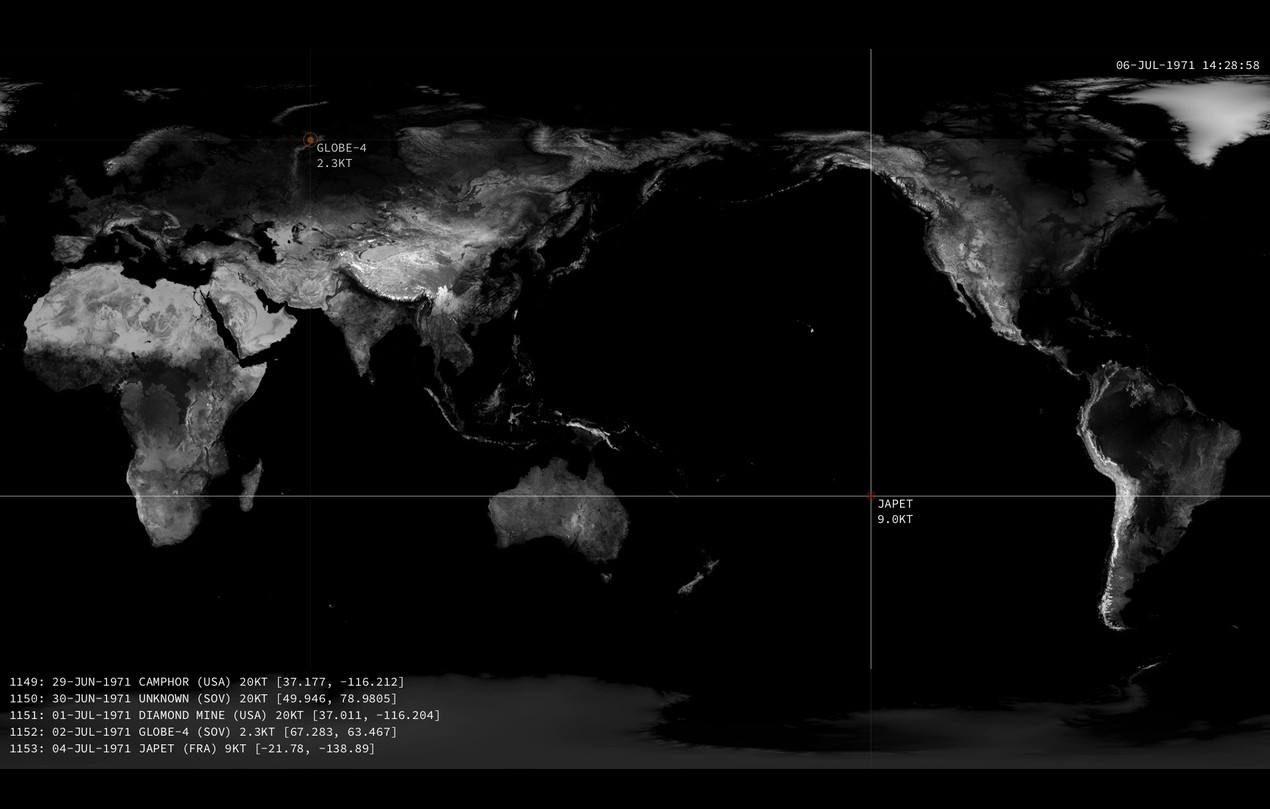 Все ядерные взрывы в истории человечества на одной карте